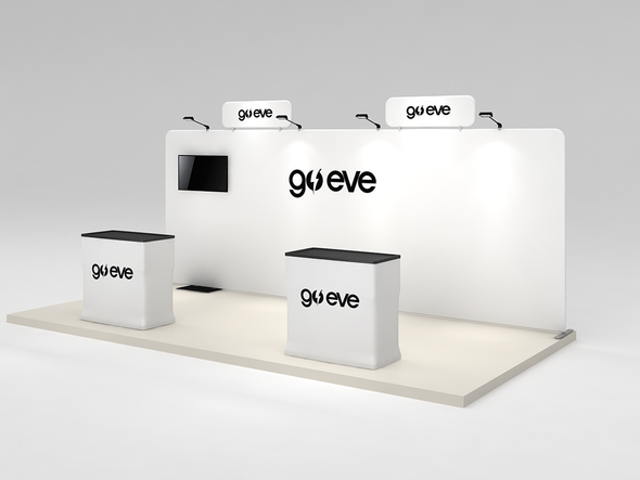 Open Box Never used custom 10’ x 20’ linear easy set up trade show booth