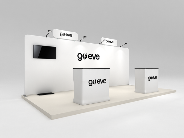 Open Box Never used custom 10’ x 20’ linear easy set up trade show booth