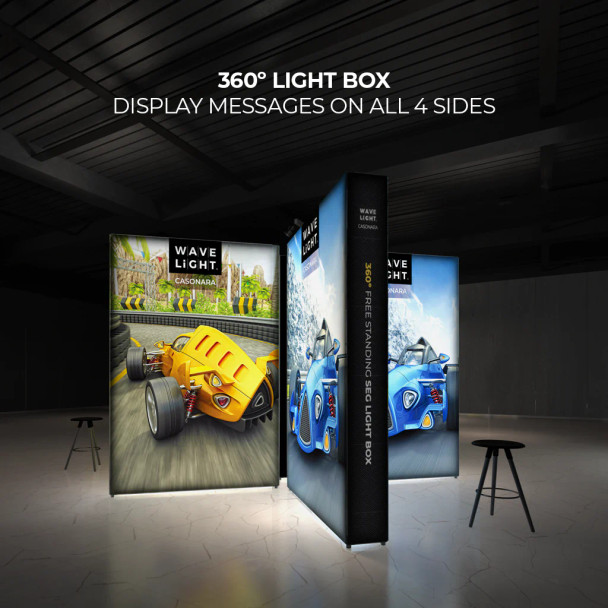 Accessories: 3.5ft WaveLite Casonara SEG LightBox Custom Side Panel Graphic Prints Package!