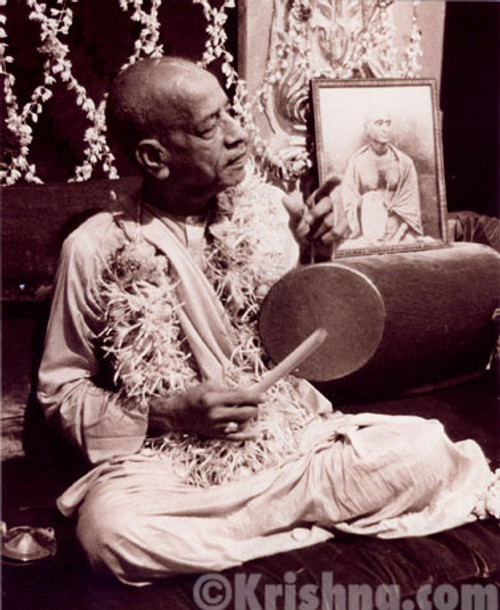 Srila Prabhupada Sepia Photo, Playing Gong, 8"x10"