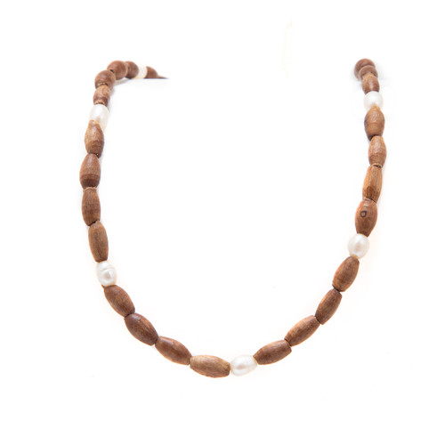 Children's Pearl & Oval Tulasi Neck Beads, 12"