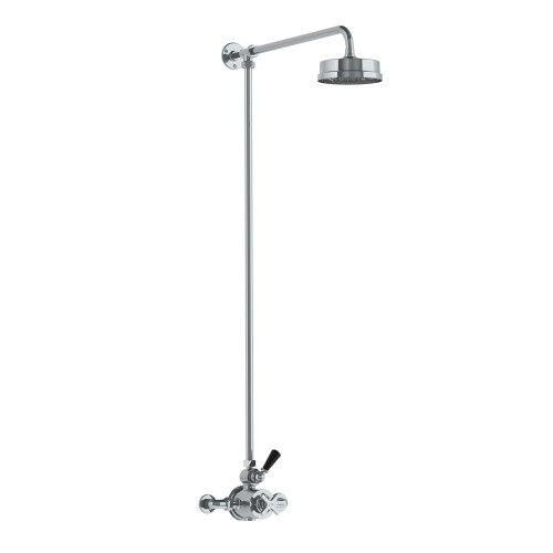 Lefroy Brooks Mackintosh thermostatic valve with Classic black lever, riser & 6" rose Lefroy Brooks Mackintosh thermostatic valve with Classic black lever, riser & 6" rose