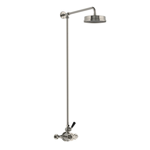 Lefroy Brooks Mackintosh thermostatic valve with Classic black lever, riser & 8" rose Lefroy Brooks Mackintosh thermostatic valve with Classic black lever, riser & 8" rose