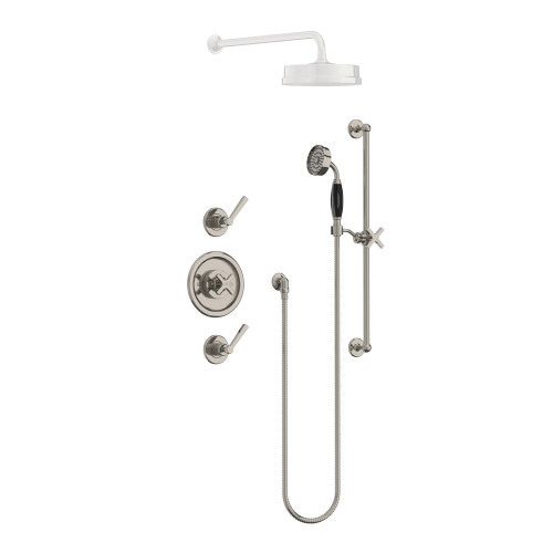 Lefroy Brooks Mackintosh Archipelago thermostatic valve with flow controls & hand shower on sliding rail Lefroy Brooks Mackintosh Archipelago thermostatic valve with flow controls & hand shower on sliding rail