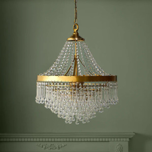 Pooky capulet chandelier in brass with clear blown glass droplets Pooky capulet chandelier in brass with clear blown glass droplets