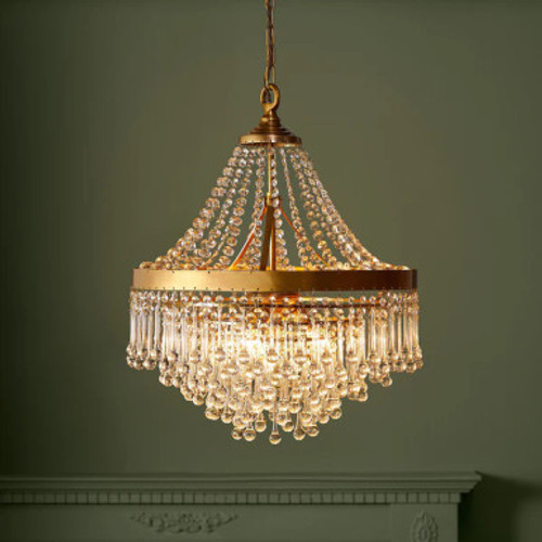 Pooky capulet chandelier in brass with clear blown glass droplets Pooky capulet chandelier in brass with clear blown glass droplets
