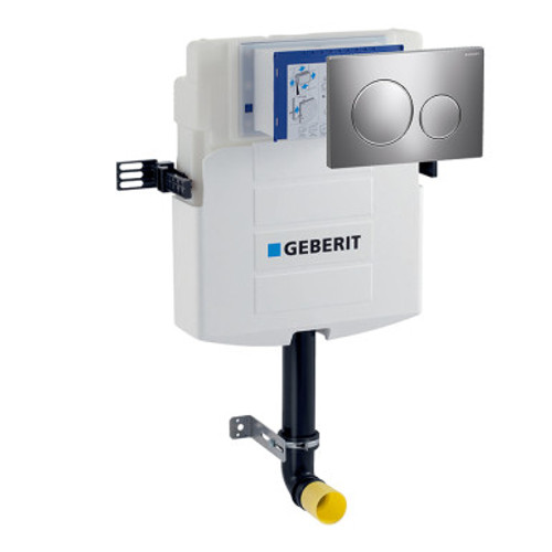 Geberit Sigma 12cm Concealed Dual Flush Cistern with Geberit Sigma 20 - Gloss Chrome Flush Plate