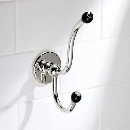 Lefroy Brooks Classic double robe hook with black acorns