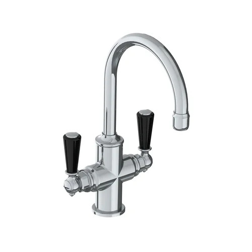 Lefroy Brooks Classic tubular mono basin mixer with black levers