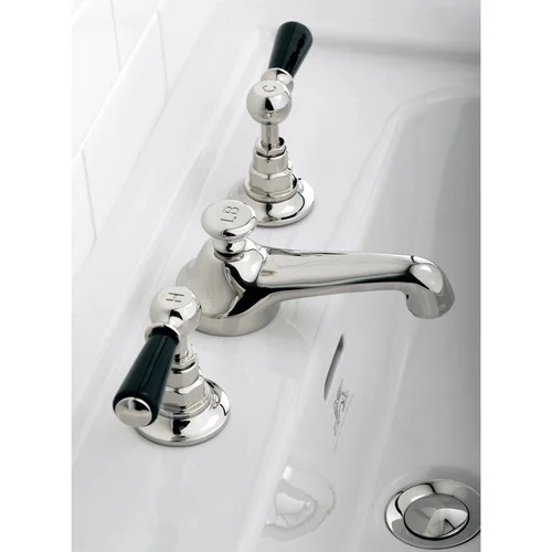 Lefroy Brooks Classic basin mixer with black levers and pop-up waste Lefroy Brooks Classic basin mixer with black levers and pop-up waste