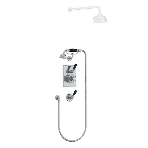 Lefroy Brooks Classic black concealed thermostatic valve with hand shower