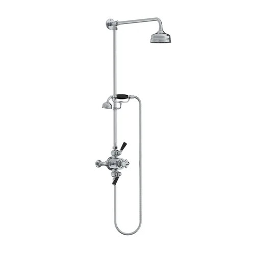 Lefroy Brooks Classic black exposed dual thermo valve, riser, kit & 5" rose