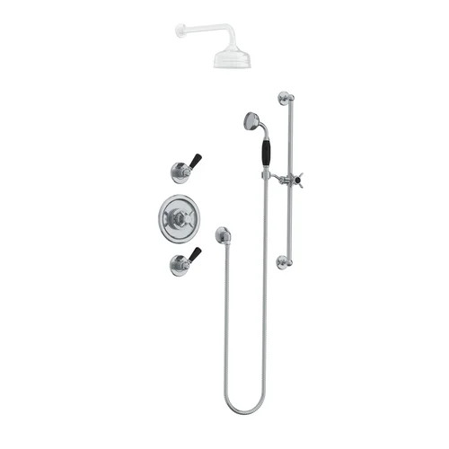 Lefroy Brooks  Classic black Archipelago thermostatic valve with flow controls & hand shower on sliding rail