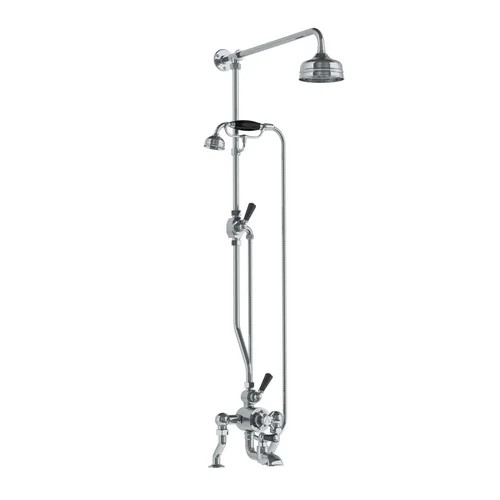 Lefroy Brooks Classic black deck mounted thermostatic bath shower mixer with riser, hand shower & 5" rose Lefroy Brooks Classic black deck mounted thermostatic bath shower mixer with riser, hand shower & 5" rose