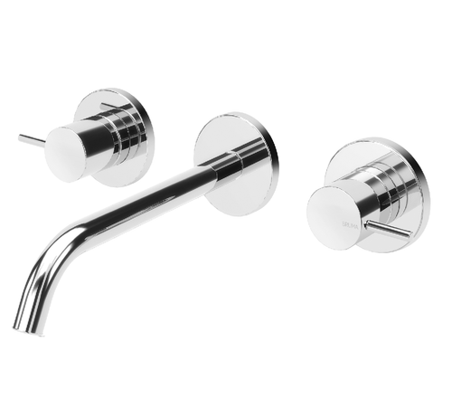 Linea 3 hole wall mounted basin mixer with 200mm spout - Chrome