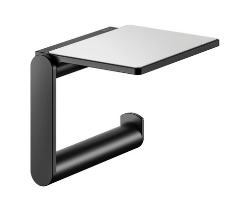 Keuco Plan Toilet Roll Holder with Shelf - Black