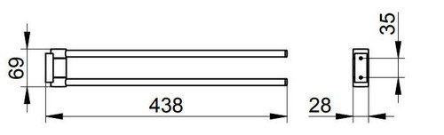 Keuco Plan Double Swivel Towel Rail - Chrome