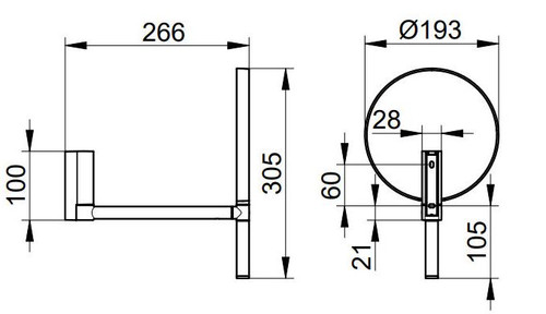 Keuco Plan Wall Mounted Cosmetic Mirror Matt Black