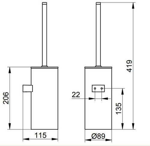 Keuco Moll Wall Mounted Toilet Brush & Holder Chrome/White