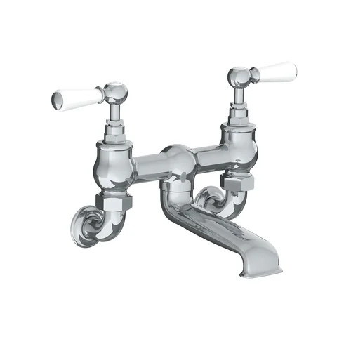 Lefroy Brooks WL 1151 Classic wall mounted bath bridge filler with white levers