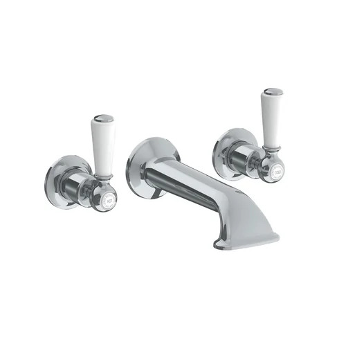 Lefroy Brooks WL 1152 Classic wall bath filler with white levers