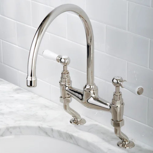 Lefroy Brooks WL 1517 Classic kitchen bridge mixer with white levers