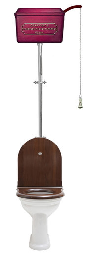 Thomas Crapper High-level WC Set with 814 'Crapper Red' Cast Metal Cistern – Chrome - excludes seat