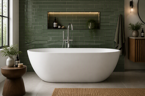 Valenza Resin Stone Bath 1700x780x560mm white, chrome waste