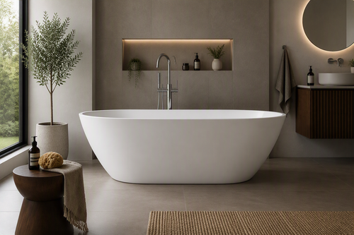 Valenza Resin Stone Bath 1700x780x560mm white, chrome waste