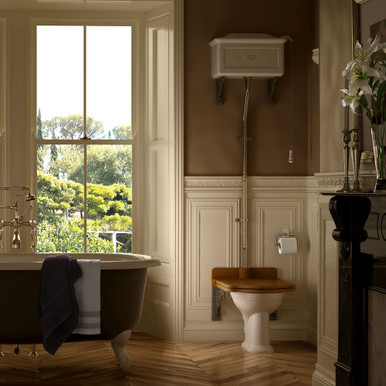 Thomas Crapper High-level WC Set with Ceramic Cistern – Brushed Brass - excludes seat