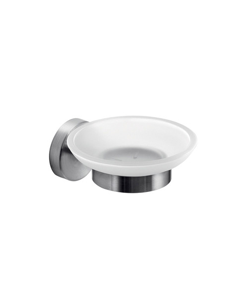 Flow  glass soap dish and holder brushed stainless steel