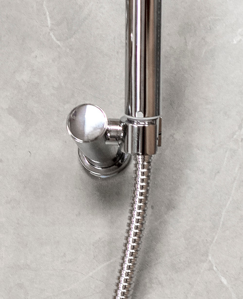 Tap Shop Knurl handshower holder and wall outlet chrome