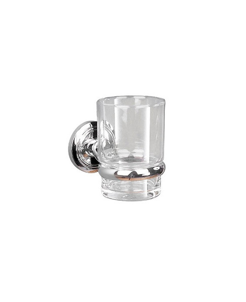 Miller glass tumbler and holder chrome