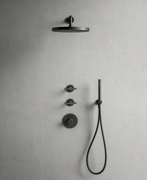 Fantini Sailing dual outlet thermostatic shower kit PVD gun metal Fantini Sailing dual outlet thermostatic shower kit PVD gun metal