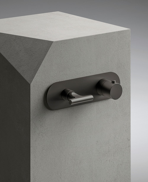 Fantini Sailing dual outlet thermostatic shower valve with backplate PVD gun metal Fantini Sailing dual outlet thermostatic shower valve with backplate PVD gun metal