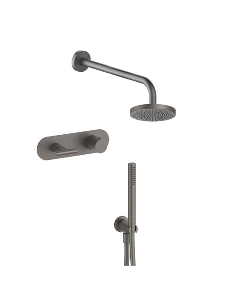 Fantini Sailing dual outlet thermostatic shower kit with backplate PVD gun metal