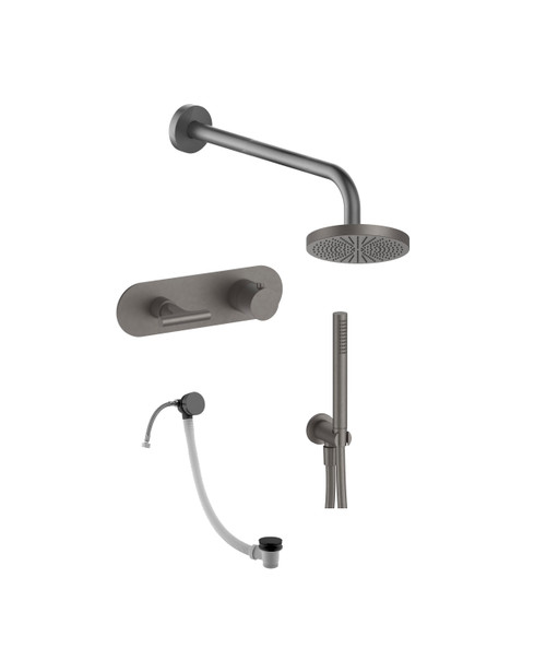 Fantini Sailing triple outlet thermostatic shower kit with backplate PVD gun metal