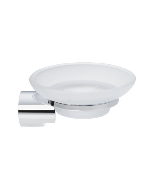 Round  frosted glass soap dish and holder - finish options