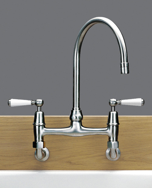 Tradition wall mounted 2-hole kitchen sink mixer/china levers - finish options
