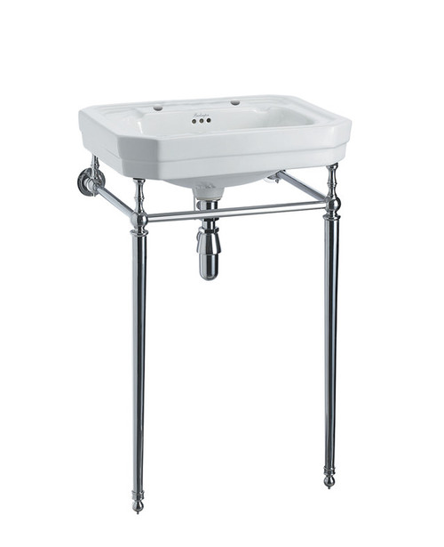 Burlington I 62cm 2-taphole basin and chrome stand