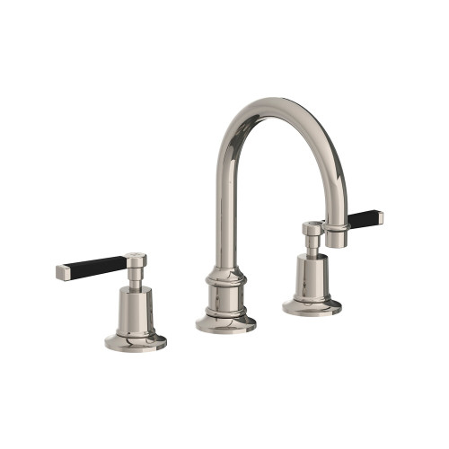 Lefroy Brooks Mackintosh tubular basin mixer with black levers & click-up waste Lefroy Brooks Mackintosh tubular basin mixer with black levers & click-up waste
