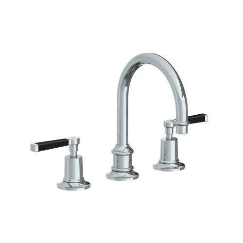 Lefroy Brooks Mackintosh tubular basin mixer with black levers & click-up waste