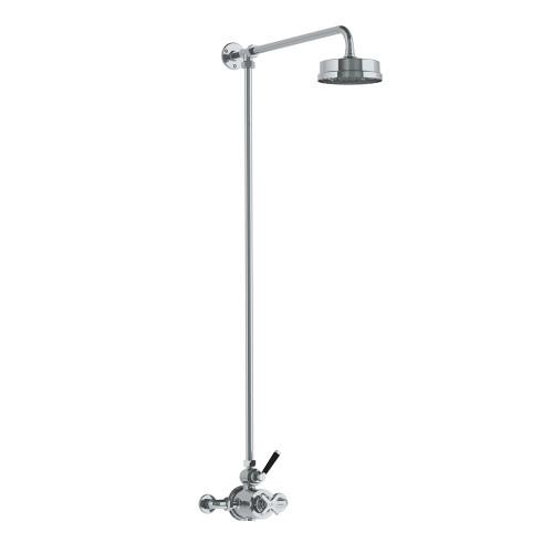 Lefroy Brooks Mackintosh black thermostatic valve with riser & 6" rose Lefroy Brooks Mackintosh black thermostatic valve with riser & 6" rose