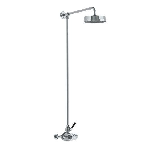 Lefroy Brooks Mackintosh black thermostatic valve with riser & 8" rose Lefroy Brooks Mackintosh black thermostatic valve with riser & 8" rose