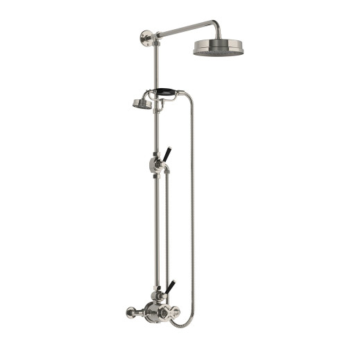 Lefroy Brooks Mackintosh black thermostatic valve with riser, hand shower & 8" rose Lefroy Brooks Mackintosh black thermostatic valve with riser, hand shower & 8" rose