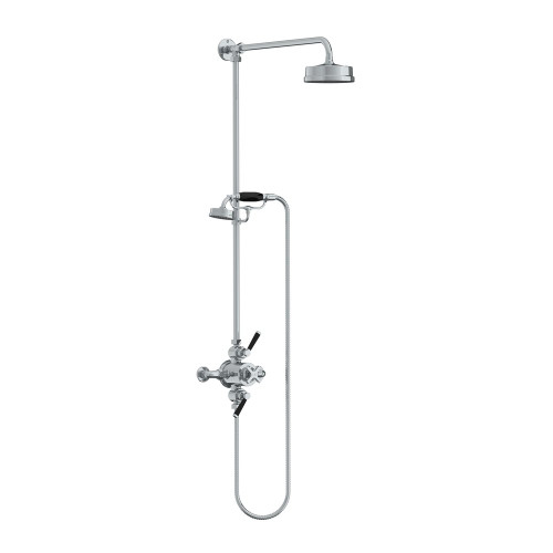 Lefroy Brooks  Mackintosh black dual control thermostatic valve with riser, hand shower & 6" rose Lefroy Brooks  Mackintosh black dual control thermostatic valve with riser, hand shower & 6" rose