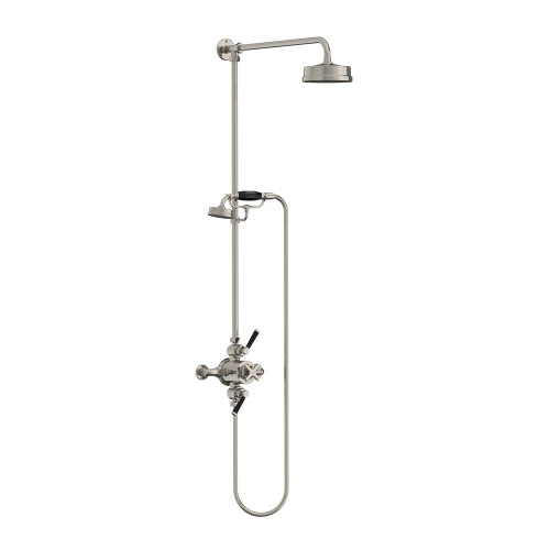 Lefroy Brooks  Mackintosh black dual control thermostatic valve with riser, hand shower & 6" rose Lefroy Brooks  Mackintosh black dual control thermostatic valve with riser, hand shower & 6" rose