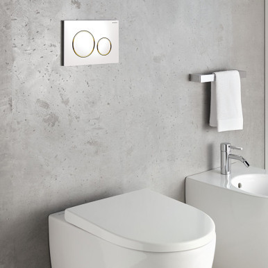 Geberit Sigma 12cm Concealed Dual Flush Cistern with Geberit Sigma 20 - White & Gold Flush Plate