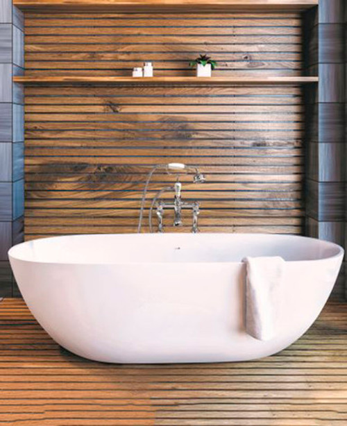 Crea 1665x780mm no-taphole freestanding solid surface bath matt white