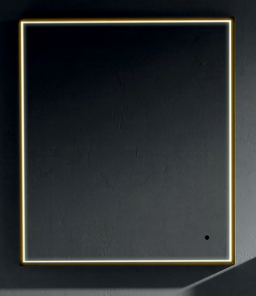 Avior square illuminated steamfree mirror brushed brass Avior square illuminated steamfree mirror brushed brass